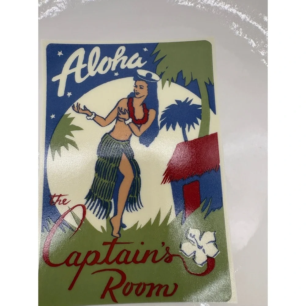 Pottery Barn Aloha Girls Dessert Plates Set of 4 Hawaiian Hula Tiki Bar 8